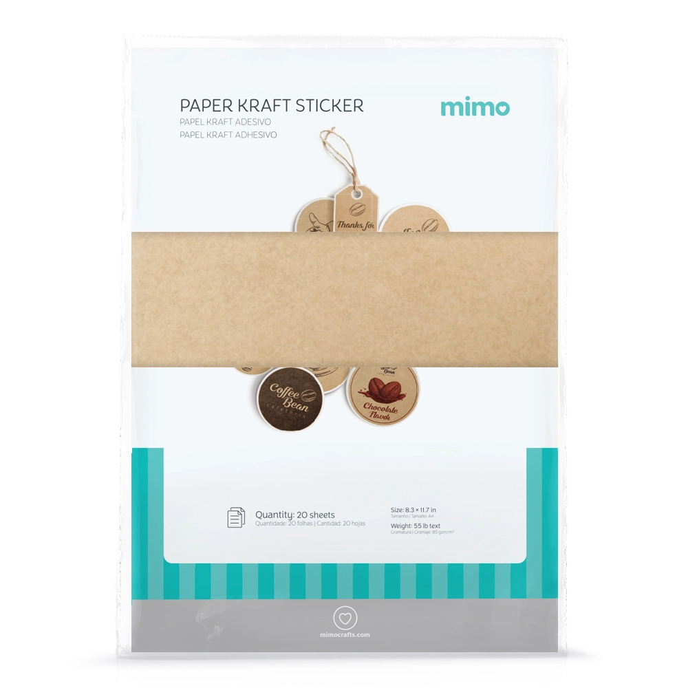Papel Kraft Adesivo Imprimível Mimo - A4 - 85g - 20 Fls
