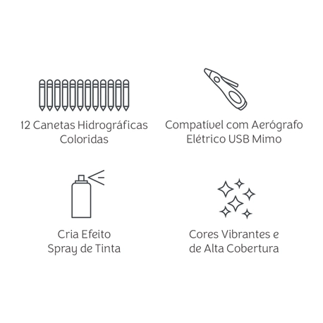 Kit de Canetas para Aerógrafo Elétrico USB Mimo