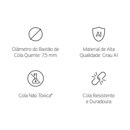 Bastão de Cola Quente - Refil - Mimo - 7,5 mm x 20 cm - 10 Unids