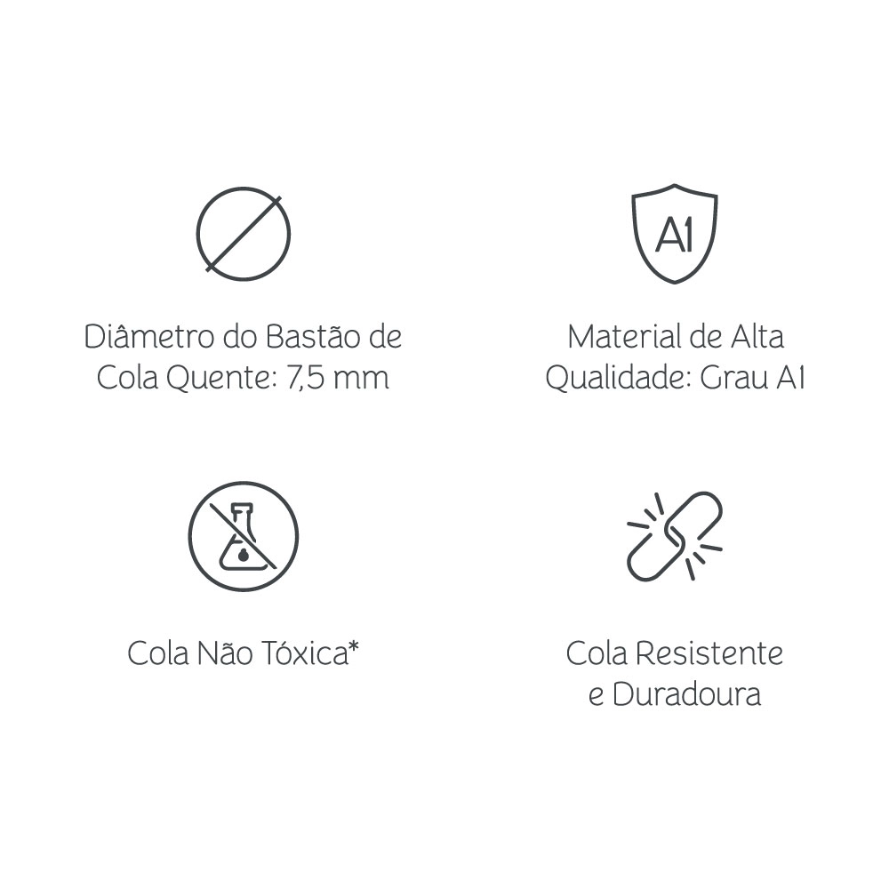 Bastão de Cola Quente - Refil - Mimo - 7,5 mm x 20 cm - 10 Unids