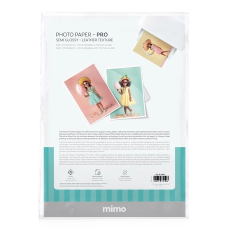 Papel Fotográfico Semibrilho Textura Couro - Mimo - 200 g - A4 - 10 Fls