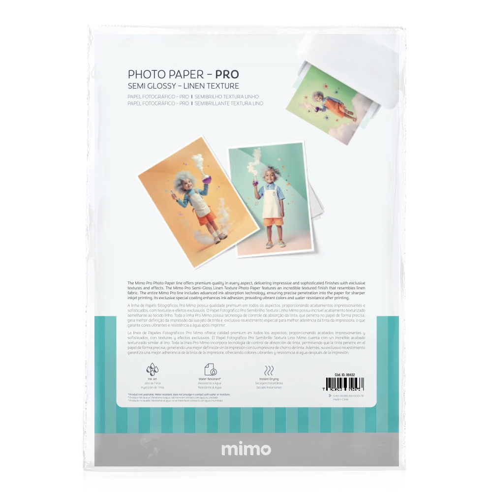 Papel Fotográfico Semibrilho Textura Linho - Mimo - 200 g - A4 - 10 Fls