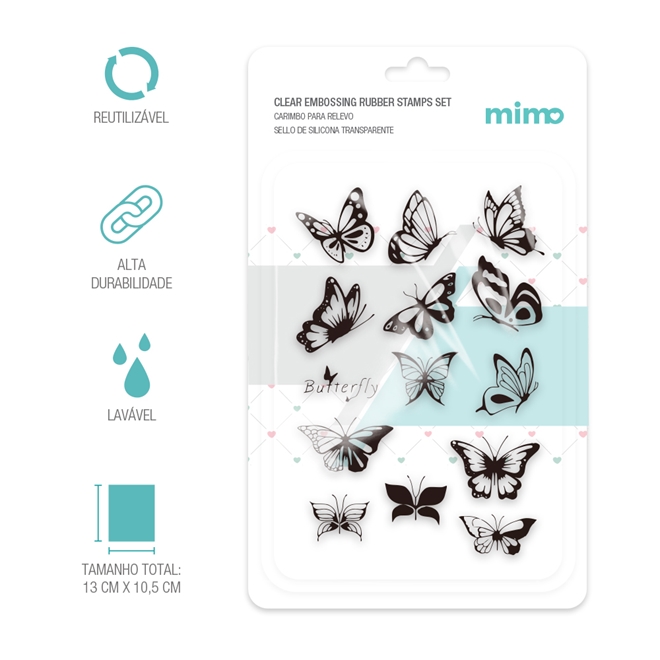Carimbos de Silicone - Borboletas - Mimo - 16 cm x 11 cm - Mimo Crafts ...
