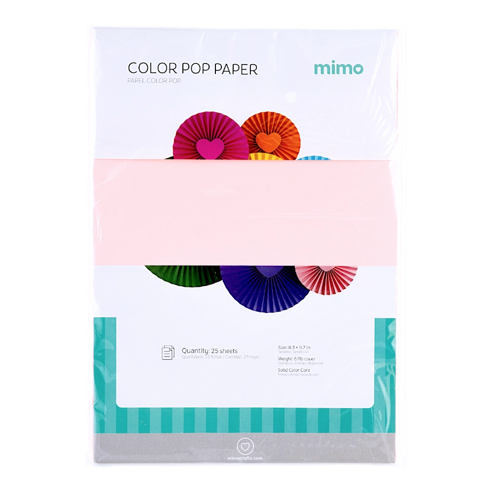 Papel Color Pop Rosa Chiclete Fluorescente Mimo - A4 - 180 g - 25 fls