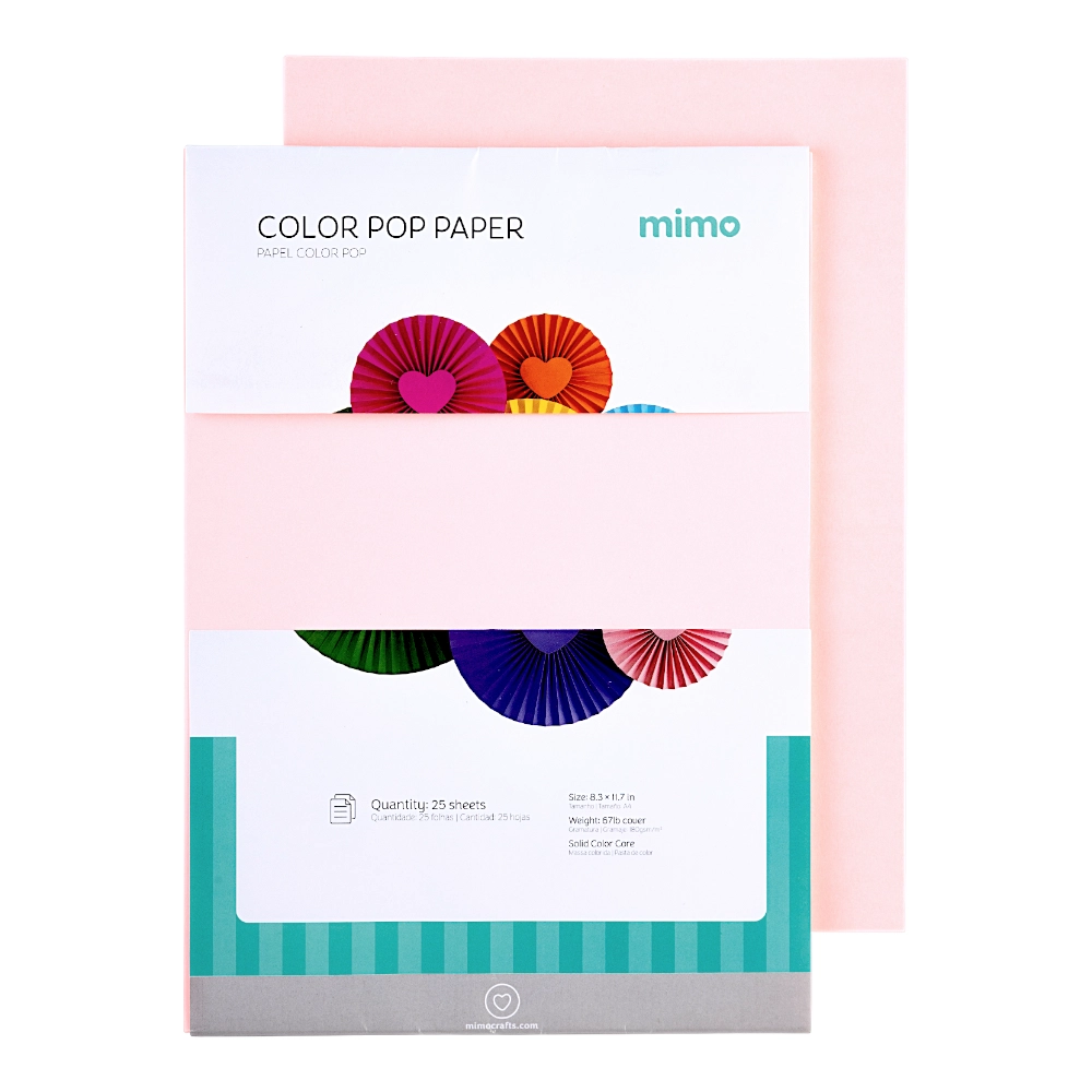 Papel Color Pop Rosa Chiclete Fluorescente Mimo - A4 - 180 g - 25 fls