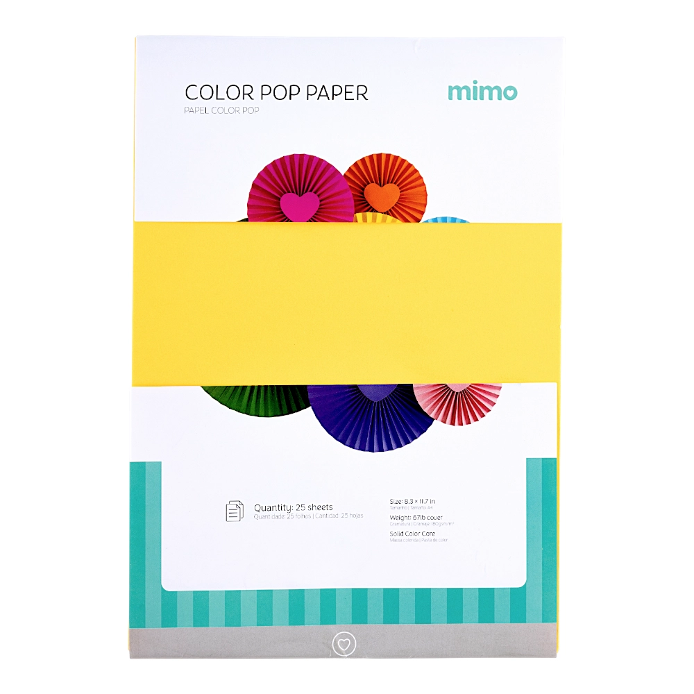 Papel Color Pop Laranja Fluorescente Mimo - A4 - 180 g - 25 fls