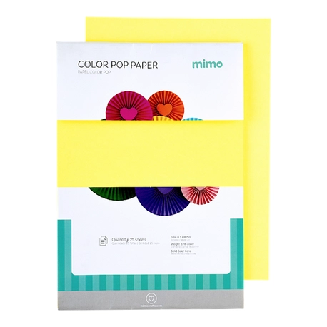 Papel Color Pop Amarelo Fluorescente Mimo - A4 - 180 g - 25 fls