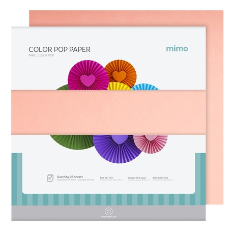 Papel Color Pop Rosa Chiclete Fluorescente Mimo - 30,5 x 30,5 cm - 180 g - 25 fls