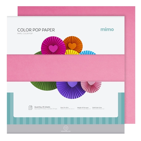 Papel Color Pop Rosa Pink Fluorescente Mimo - 30,5 x 30,5 cm - 180 g - 25 fls