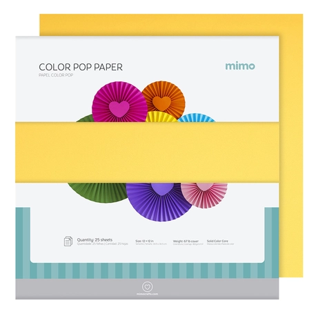 Papel Color Pop Laranja Fluorescente Mimo - 30,5 x 30,5 cm - 180 g - 25 fls