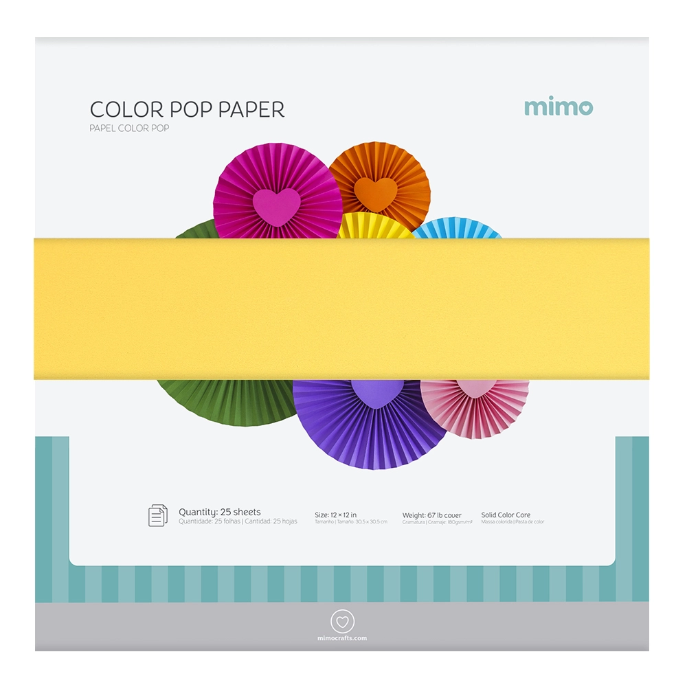 Papel Color Pop Laranja Fluorescente Mimo - 30,5 x 30,5 cm - 180 g - 25 fls