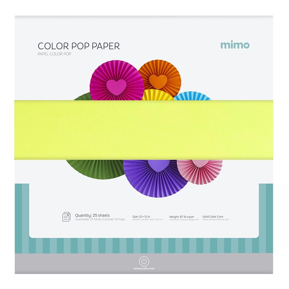 Papel Color Pop Verde Fluorescente Mimo - 30,5 x 30,5 cm - 180 g - 25 fls