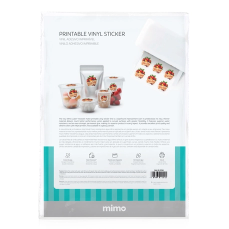 Vinil Adesivo Imprimível Branco Fosco Resistente a Água - Mimo - A4 - 10 fls