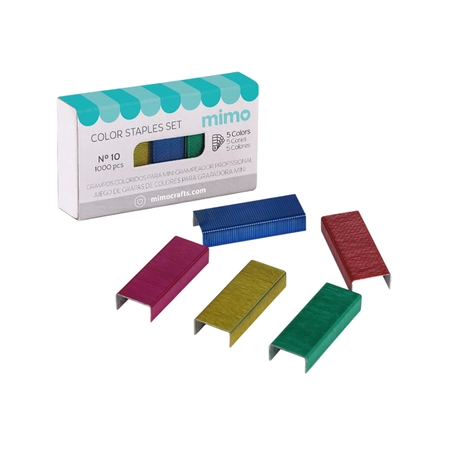 Grampos Coloridos para Mini Grampeador Profissional - Nº 10 - Mimo - 2000 Unids