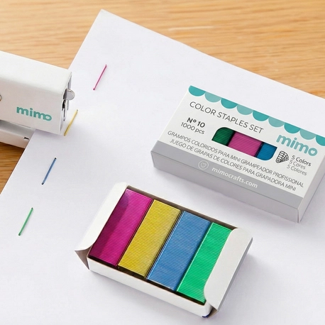 Grampos Coloridos para Mini Grampeador Profissional - Nº 10 - Mimo - 2000 Unids