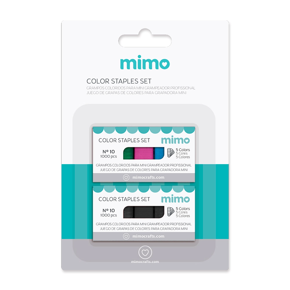 Grampos Coloridos para Mini Grampeador Profissional - Nº 10 - Mimo - 2000 Unids