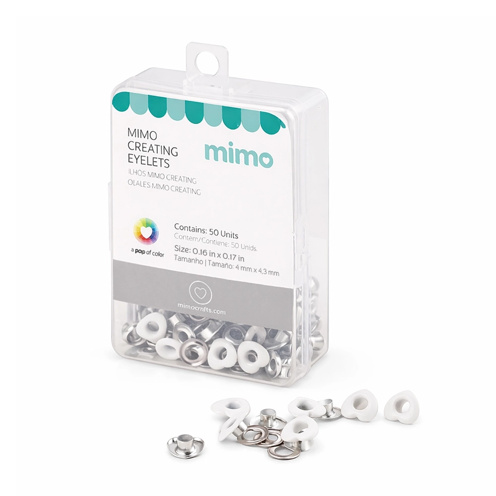 Ilhós Mimo Creating – Coração – Branco – 4,3mm – 50 Unids
