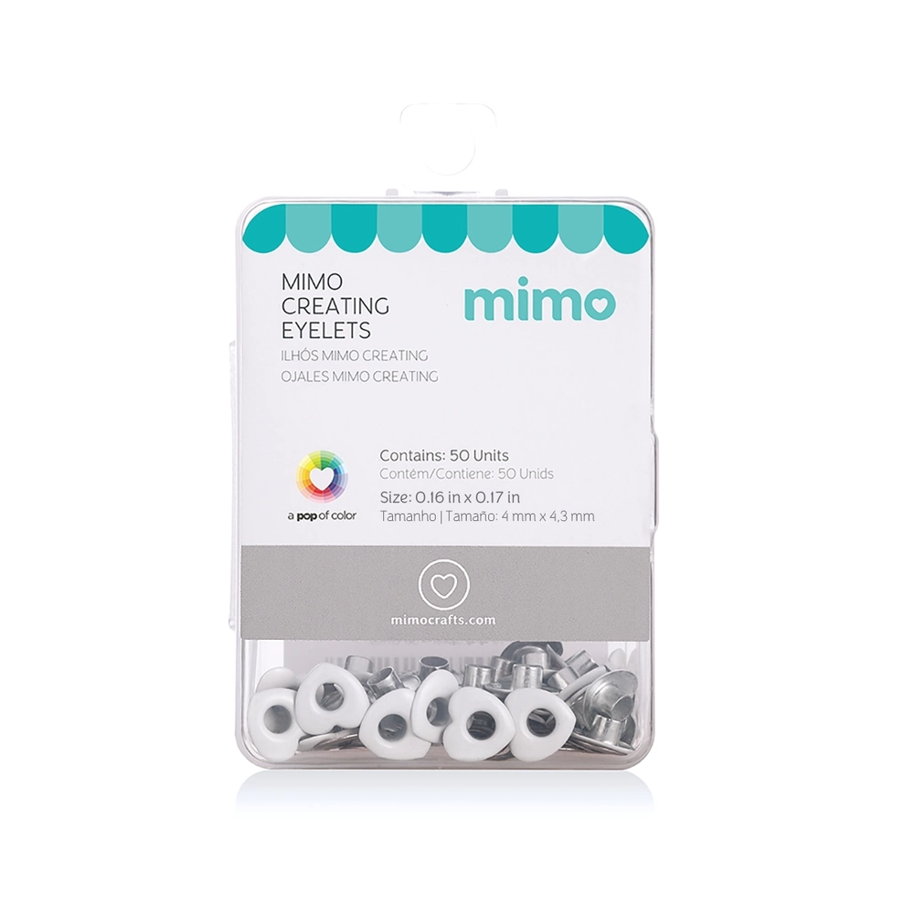Ilhós Mimo Creating – Coração – Branco – 4,3mm – 50 Unids
