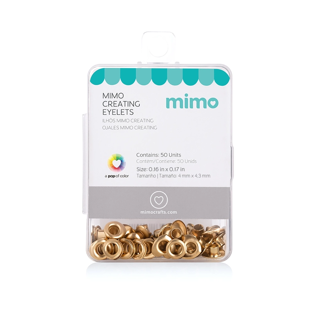 Ilhós Mimo Creating – Coração – Dourado – 4,3mm – 50 Unids