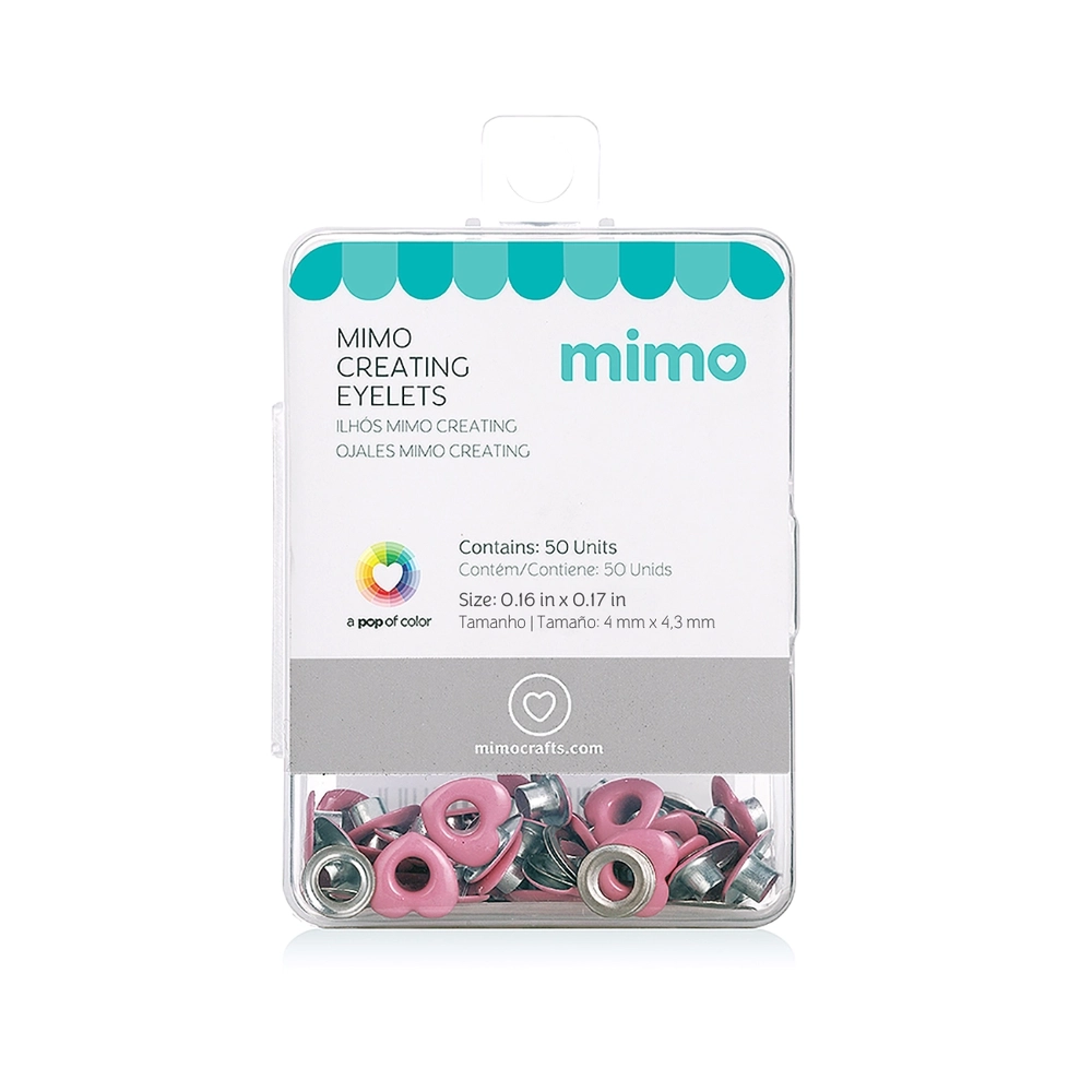 Ilhós Mimo Creating – Coração – Rosa Candy – 4,3 mm – 50 Unids