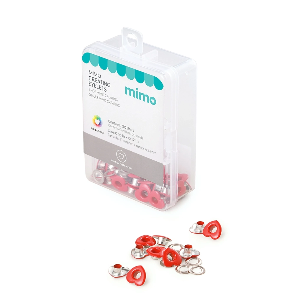 Ilhós Mimo Creating – Coração – Vermelho Puro – 4,3mm – 50 Unids