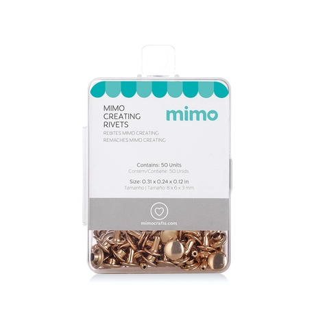 Rebite Dupla Face Mimo Creating – Redondo – Dourado – 8 – 6 – 3 mm – 50 Unids