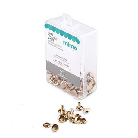 Rebite Dupla Face Mimo Creating – Redondo – Dourado – 8 – 6 – 3 mm – 50 Unids