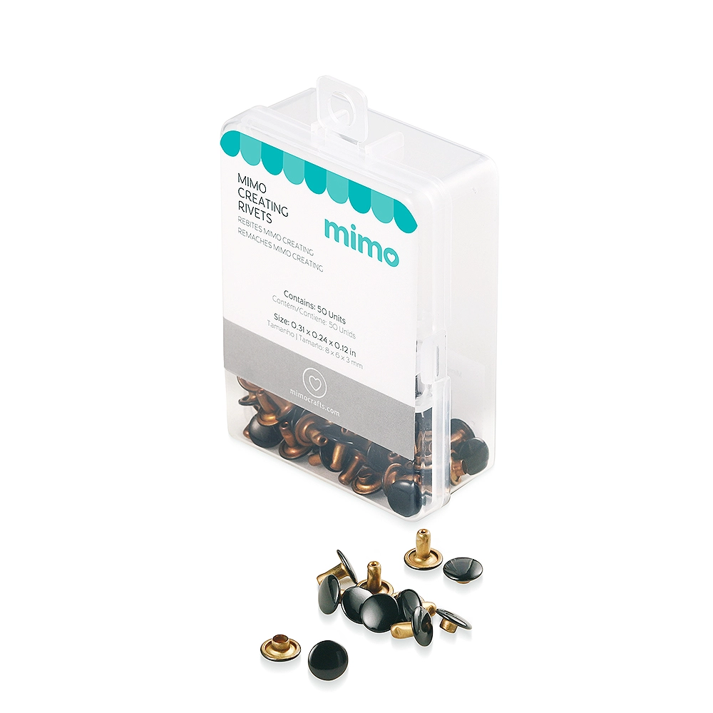 Rebite Dupla Face Mimo Creating – Redondo – Preto – 8 – 6 – 3 mm – 50 Unids
