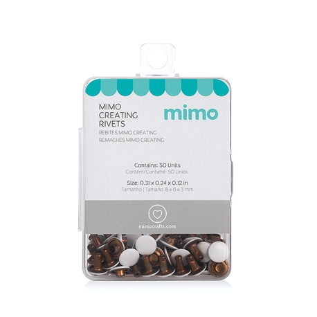 Rebite Dupla Face Mimo Creating – Redondo – Branco – 8 – 6 – 3 mm – 50 Unids