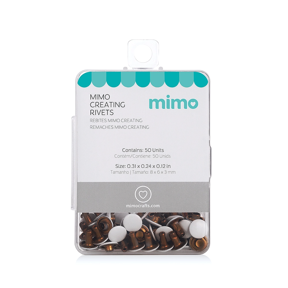 Rebite Dupla Face Mimo Creating – Redondo – Branco – 8 – 6 – 3 mm – 50 Unids