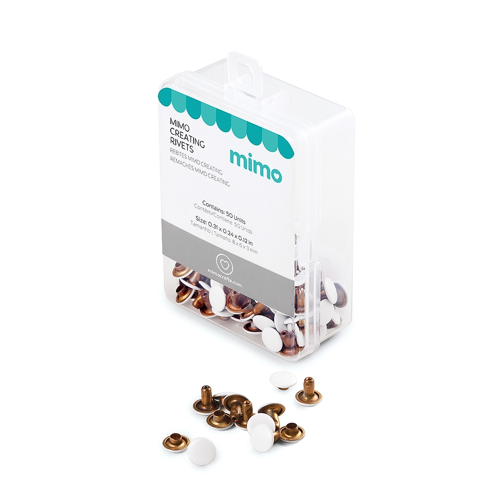 Rebite Dupla Face Mimo Creating – Redondo – Branco – 8 – 6 – 3 mm – 50 Unids