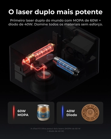 Gravador a Laser Duplo Ultra Rápido xTool F2 Ultra - Laser Mopa 60W e Diodo 40W