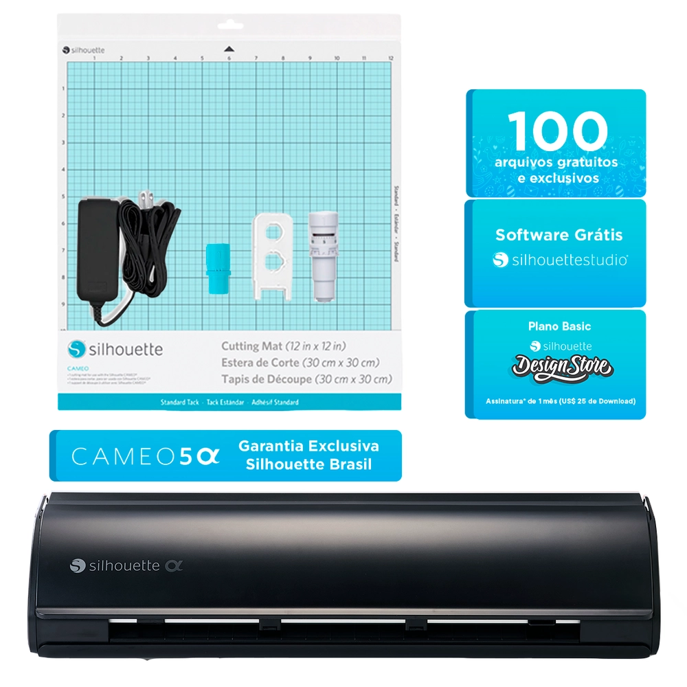 Silhouette Cameo 5 Alpha Preto Fosco – Máquina de Recorte Avançada