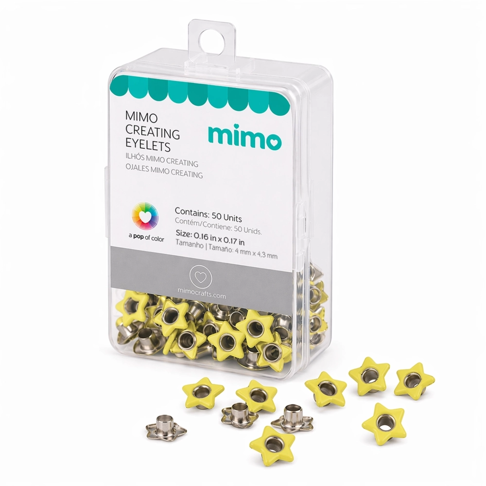 Ilhós Mimo Creating - Estrela - Amarelo Candy - 4,3 mm - 50 Unids
