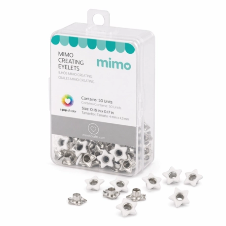 Ilhós Mimo Creating - Estrela - Branco - 4,3 mm - 50 Unids
