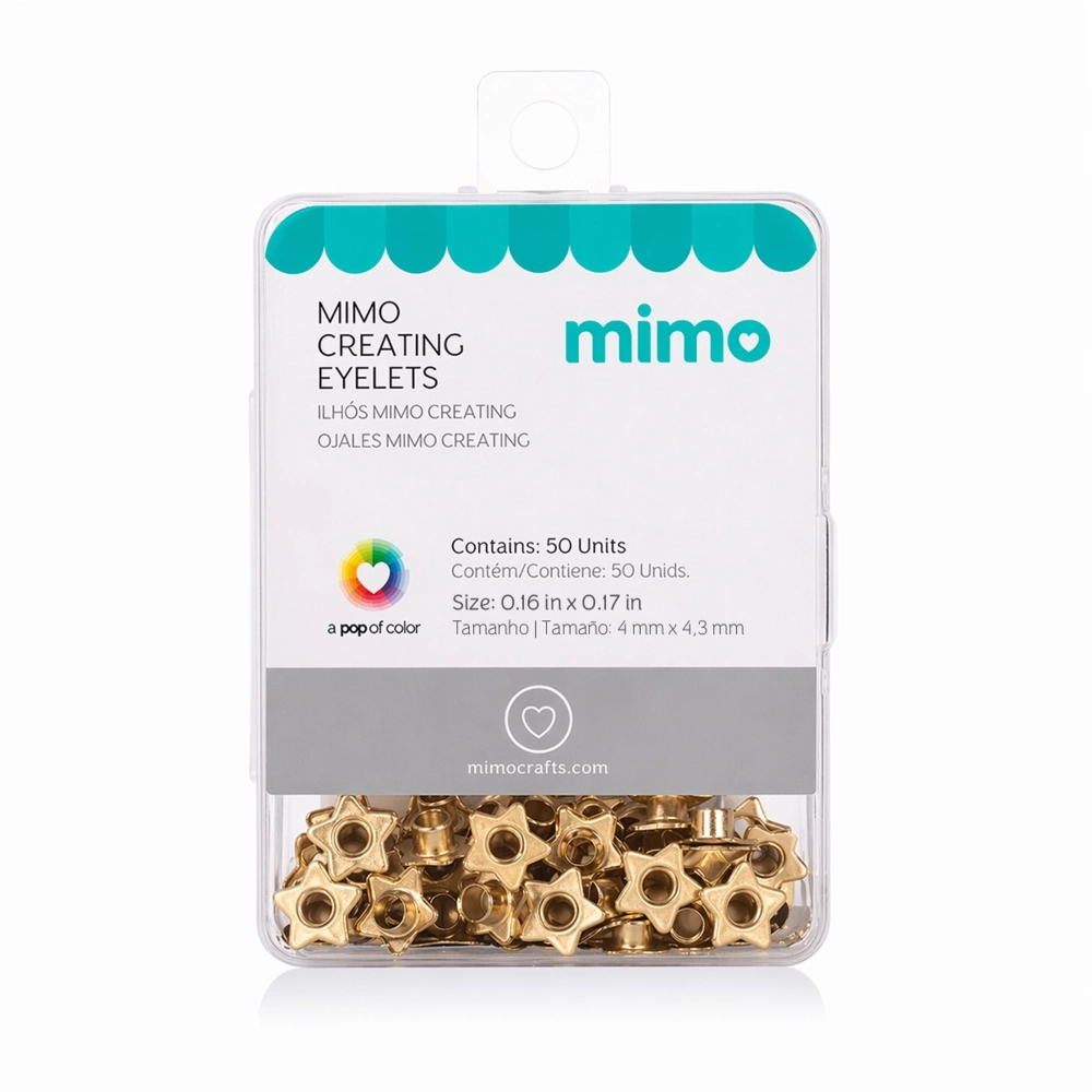 Ilhós Mimo Creating - Estrela - Dourado - 4,3 mm - 50 Unids