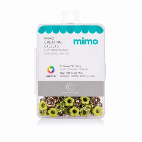 Ilhós Mimo Creating - Flor - Amarelo Candy - 4,3 mm - 50 Unids