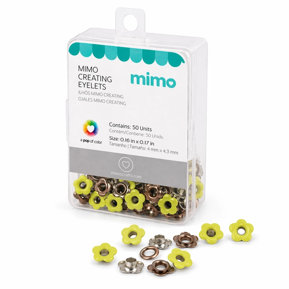 Ilhós Mimo Creating - Flor - Amarelo Candy - 4,3 mm - 50 Unids