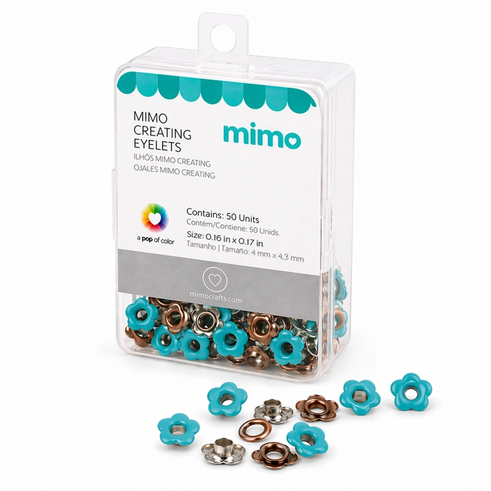 Ilhós Mimo Creating - Flor - Azul Claro - 4,3 mm - 50 Unids