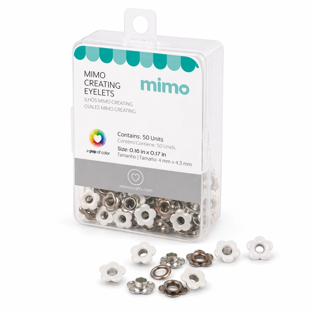 Ilhós Mimo Creating - Flor - Branco - 4,3 mm - 50 Unids