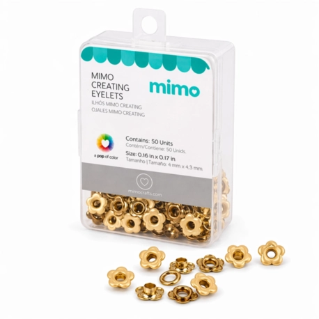 Ilhós Mimo Creating - Flor - Dourado - 4,3 mm - 50 Unids