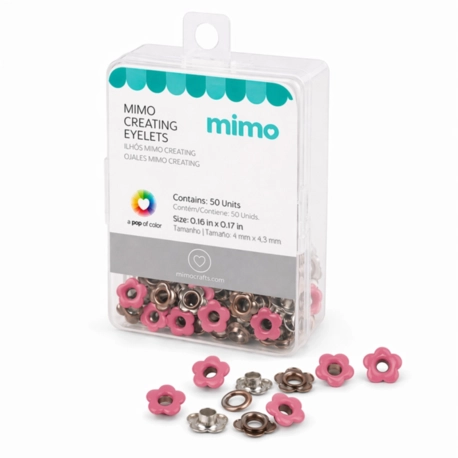 Ilhós Mimo Creating - Flor - Rosa Fúcsia - 4,3 mm - 50 Unids