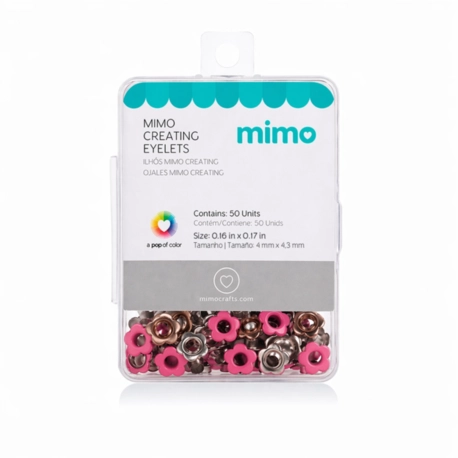 Ilhós Mimo Creating - Flor - Rosa Fúcsia - 4,3 mm - 50 Unids