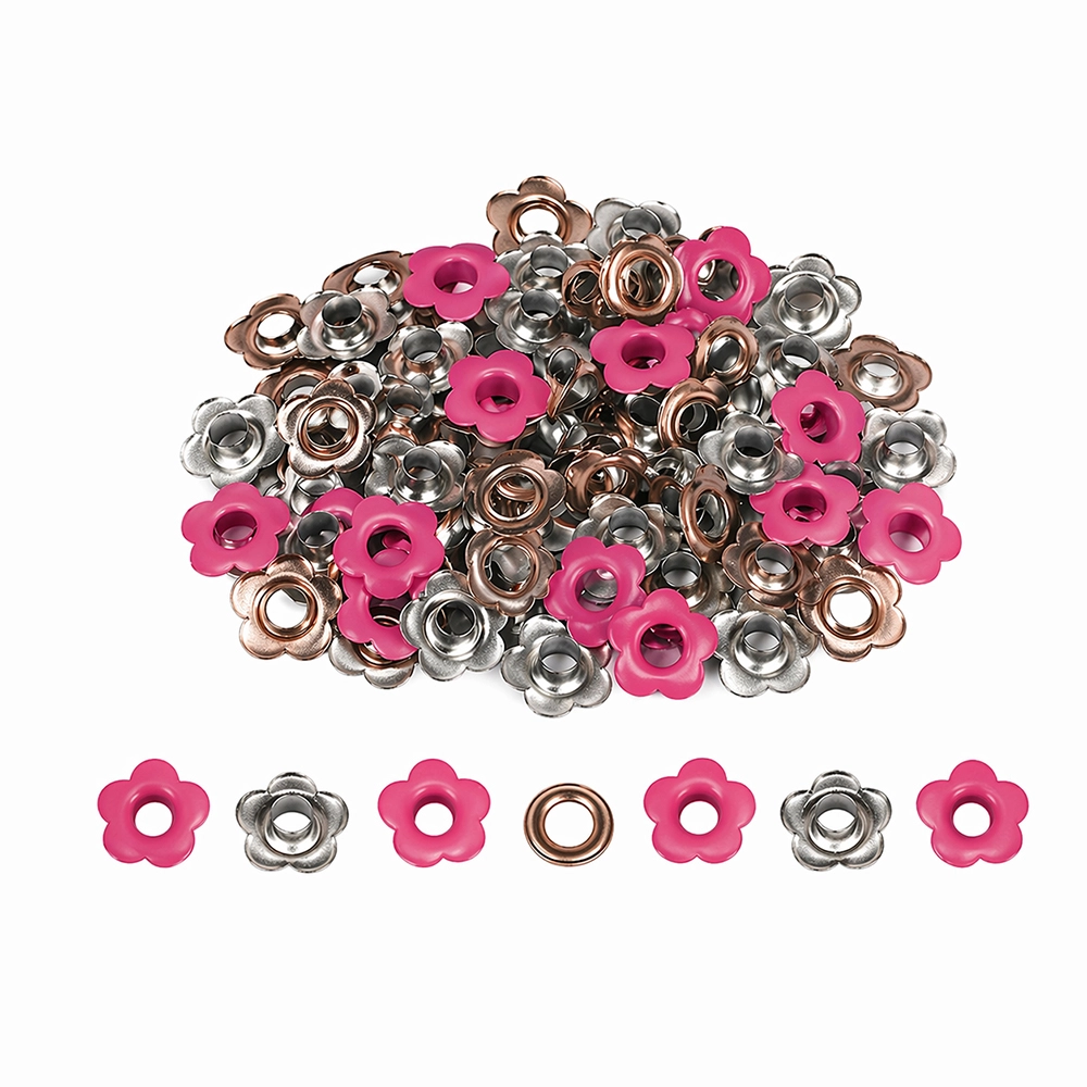 Ilhós Mimo Creating - Flor - Rosa Fúcsia - 4,3 mm - 50 Unids