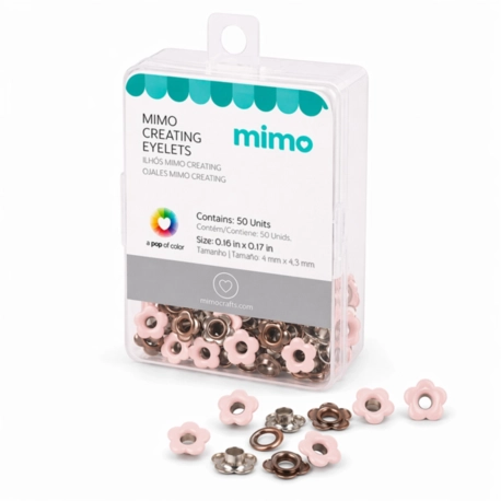 Ilhós Mimo Creating - Flor - Rosa Candy - 4,3 mm - 50 Unids