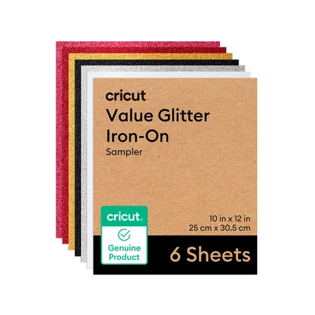 Transfer Termocolante Glitter Value Sortido – Cricut – 25,4 x 30,48 cm – 6 Folhas