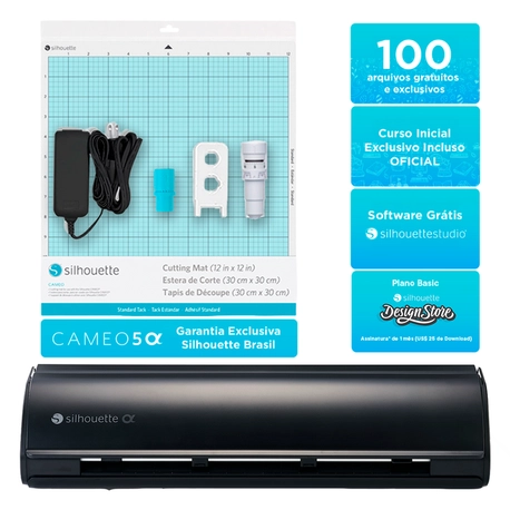Silhouette Cameo 5 Alpha Preto Fosco + Curso Online de Iniciação