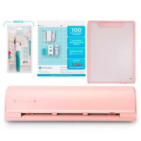 Silhouette Cameo 5 Alpha Rosa + Kit Essencial com Base Eletrostática