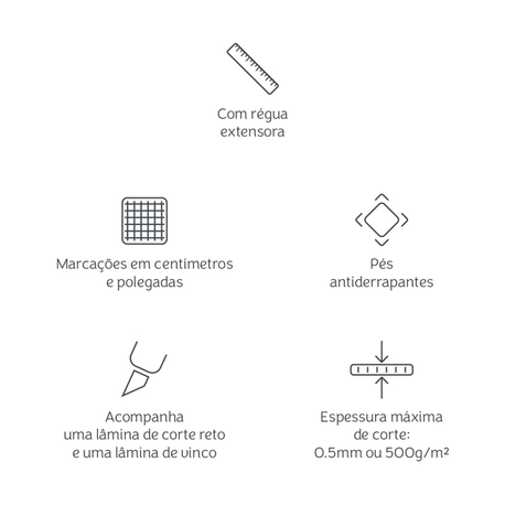 Trimmer 2 em 1 Mimo - Corte e vinco - A4 - 30,5cm x 35,5 cm com régua extensora