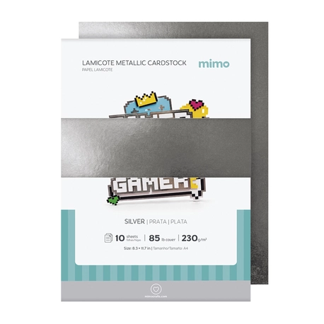 Papel Lamicote Mimo Prata - A4 -  230 g - 10 folhas